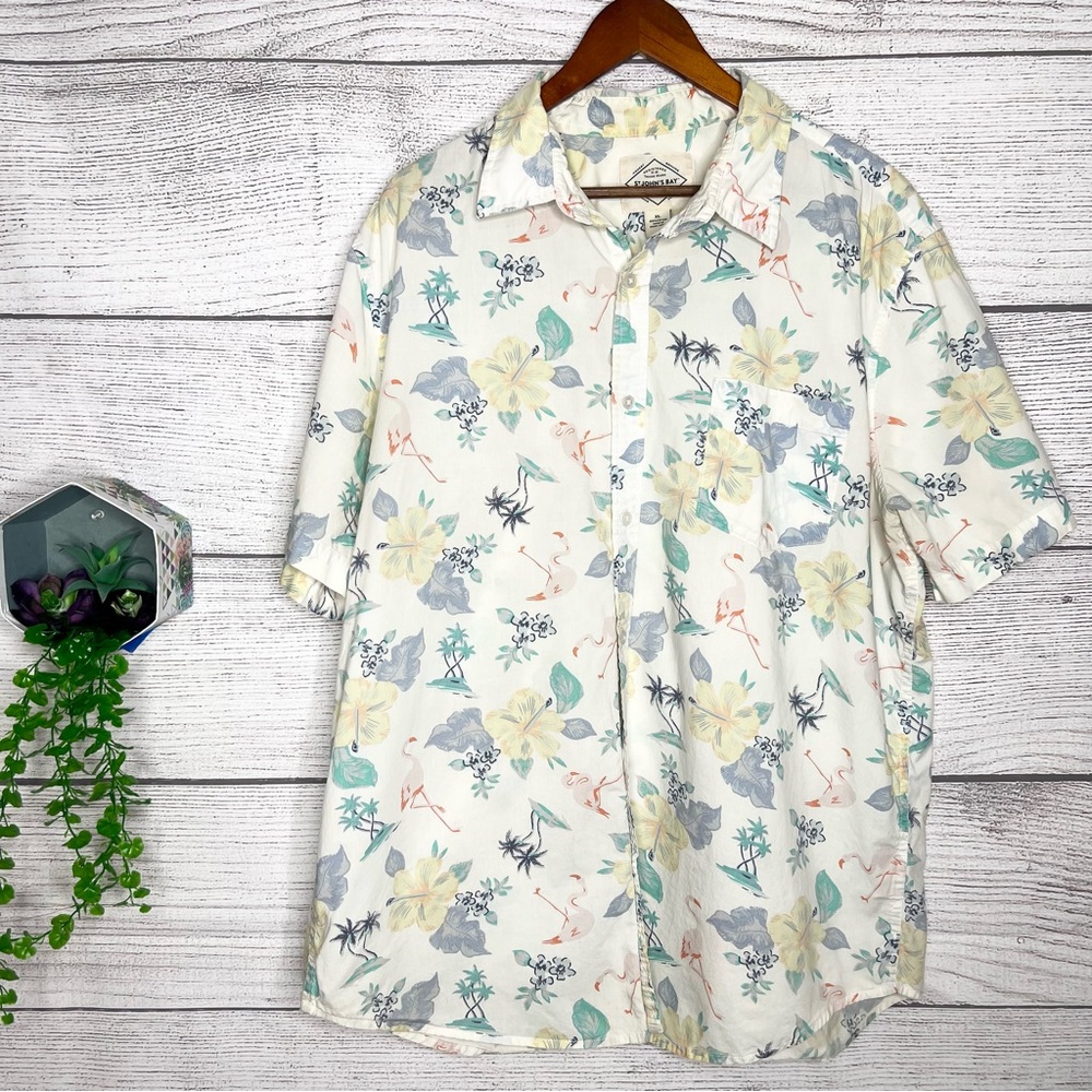 St. John’s Bay Tropical Flamingo Hawaiian Shirt Men's Size XL